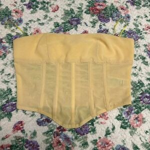 Yellow Corset Top Sheer Mesh Edikted Cropped Top Size Small Victorian Style